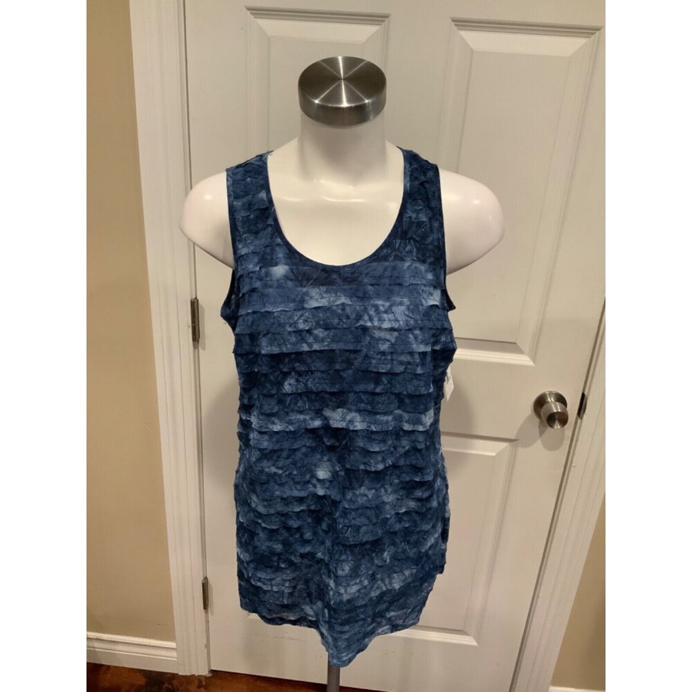 Michael Kors Blue Tie Dye Ruffled Tank Top, Size 8